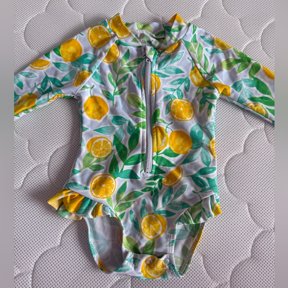 Little Me Lemon Rashguard Swimsuit
